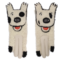 Gants Foxy Noir tactiles Ecru Craie Doublure Soie Blanc Agnelle