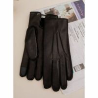 Gants Oscar Noir tactiles doublure en Lapin Noir Agnelle