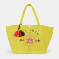 Grand sac cabas fantaisie coton et lin Jaune Petite Mendigote