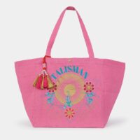 Grand sac cabas fantaisie coton et lin Rose Petite Mendigote