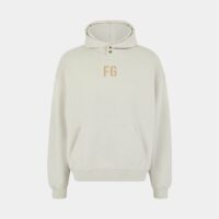 Hoodie ample coton molletonné flocage FG Beige Fear Of God