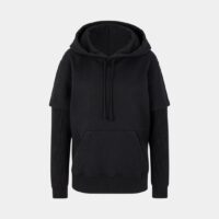 Hoodie ample manches longues tricot Noir MM6 Maison Margiela