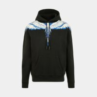 Hoodie droit coton molleton sérigraphie ailes Noir Marcelo Burlon