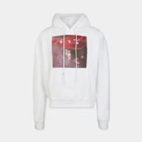 Hoodie droit coton molletonné imprimé photos Blanc Off White