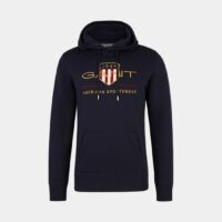 Hoodie droit molletonné signature et logo Bleu Gant