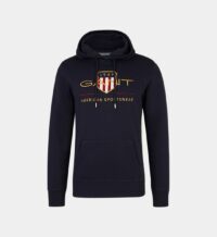 Hoodie droit molletonné signature et logo Bleu Gant