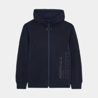 Hoodie droit zippée message coton molleton Bleu IL GUFO