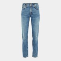 Jean droit délavé coton Bleu Nudie Jeans