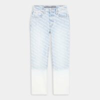 Jean mom crop coton denim délavé signatures Bleu T by Alexander Wang