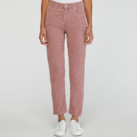 Jean tapered crop coton velours milleraies vieux rose Rose Urban Outfitters