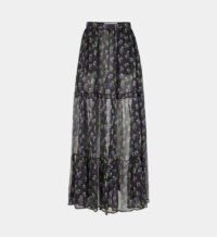 Jupe longue fluide en soie à grappes de raisin Noir MSGM