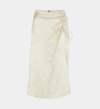 Jupe mi longue effet froissé fendue à fronces Beige MSGM