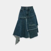 Jupe mi-longue patchwork denim Bleu JW Anderson