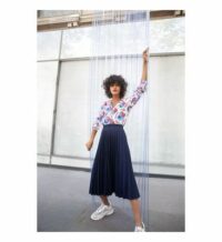 Jupe plissée en laine NAVY Bleu Soi Paris