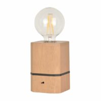 Lampe à poser carrée Wood bois naturel Marron Corep