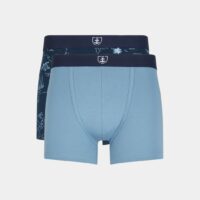 Lot 2 shortys imprimé et uni coton bio Bleu Mariner