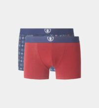 Lot de 2 boxers signature coton biologique stretch Bleu Mariner