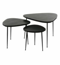 Lot de 3 tables en bois et en métal AXIO Noir Pomax