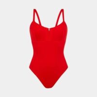 Maillot de bain 1 pièce uni laçage Rouge Dnud