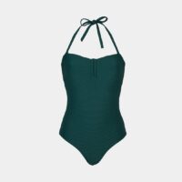 Maillot de bain uni 1 pièce côtelé Vert Dnud