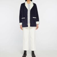 Manteau Lucien coton velours côtelé et doublure façon sherpa Bleu Karl Marc John