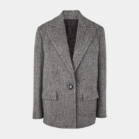 Manteau court tweed chiné laine vierge Gris The Attico