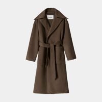 Manteau long Soa laine et soie Marron Nanushka