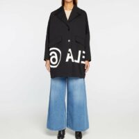 Manteau oversize mi long signature Noir MM6 Maison Margiela