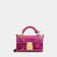 Mini sac cabas 2.0 alligator et plaqué or 24K Violet Stalvey