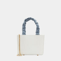 Mini sac cabas Sophia cuir vegan et denim Blanc Mashu