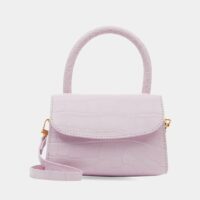 Mini sac cabas cuir effet croco Rose By Far