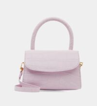 Mini sac cabas cuir effet croco Rose By Far
