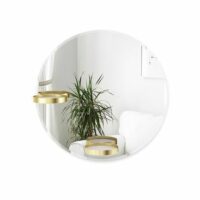 Miroir rond D61cm avec 2 étagères intégrées Jaune Umbra