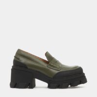 Mocassins chunky cuir et caoutchouc Vert Ganni