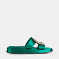 Mules Vivier Slide boucle strass Vert Roger Vivier