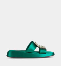 Mules Vivier Slide boucle strass Vert Roger Vivier