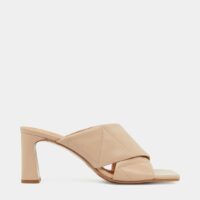 Mules matelassées à talons cuir nappa Beige Billi Bi