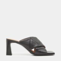 Mules matelassées à talons cuir nappa Noir Billi Bi