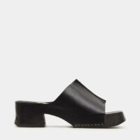 Mules sabots Eileen bout ouvert cuir vernis Noir Miista