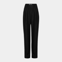 Pantalon droit Valentina en lin Noir House of Dagmar