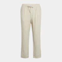 Pantalon droit en lin organique Beige Knowledge Cotton Apparel