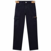 Pantalon en coton et lin Bleu Lanvin Kids