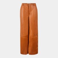 Pantalon large Agatagz cuir agneau Marron Gestuz