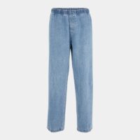 Pantalon large coton denim taille élastiquée Bleu Obey