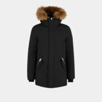 Parka Edward mi-longue déperlante capuche fourrure véritable Noir Mackage