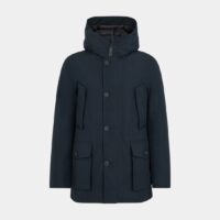 Parka Mountain mi-longue droite à capuche Bleu Woolrich