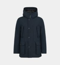 Parka Mountain mi-longue droite à capuche Bleu Woolrich