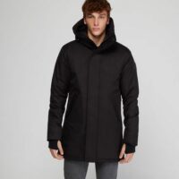 Parka Pierre mi longue droite à capuche Noir Nobis