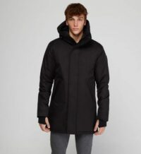 Parka Pierre mi longue droite à capuche Noir Nobis