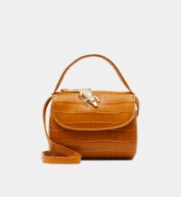 Petit sac besace style boîte Baby Abag cuir effet croco Beige Amélie Pichard